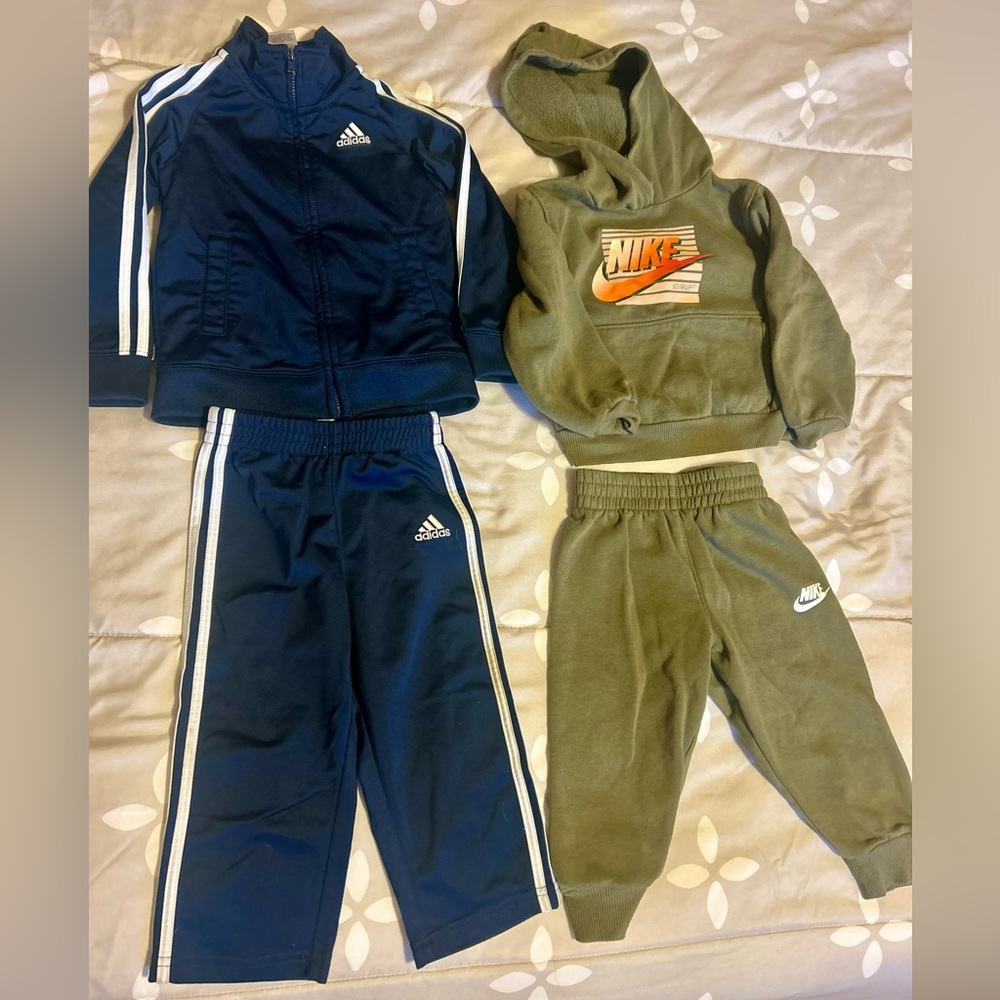 Adidas Track Suit & Nike Kids Olive Joggers lot